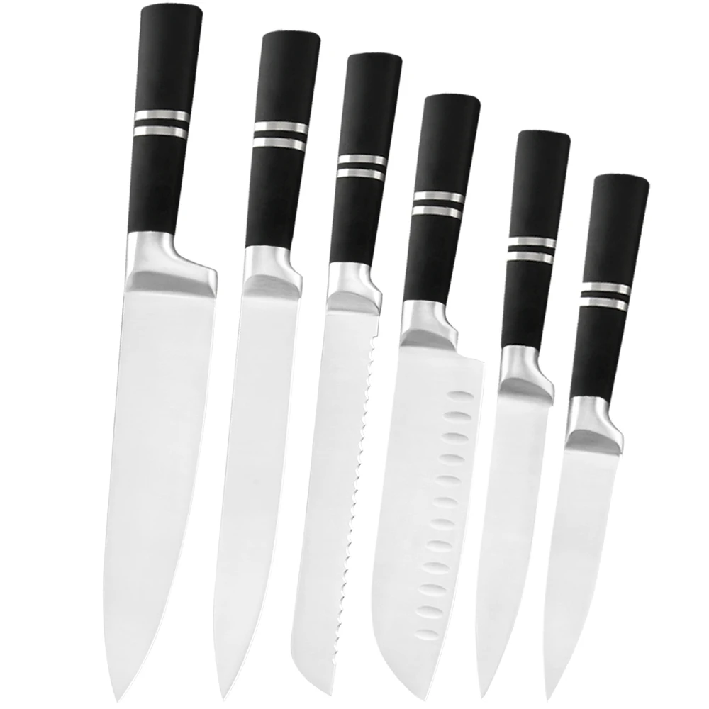 6 pcs set Дамасский профессиональный набор кухонных ножей 6 шт. шеф-повара для нарезки хлеба Santoku нож для очистки овощей японский набор ножей из нержавеющей стали - Цвет: 6 pcs set