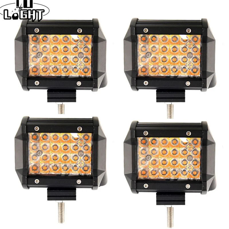 12D 4-Row 4 Piece CO светильник 12D " светодиодный рабочий светильник 12V 24V 72W фары для двойной Цвет мигающий светодиодный бар стробоскопический режим вождения светильник для бездорожья 4x4 грузовик лодка 4WD ATV - Цвет: 12D 4-Row 4 Piece