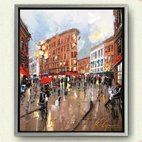 paris street oil painting hand painted streetscape painting home decor home decoration artworks