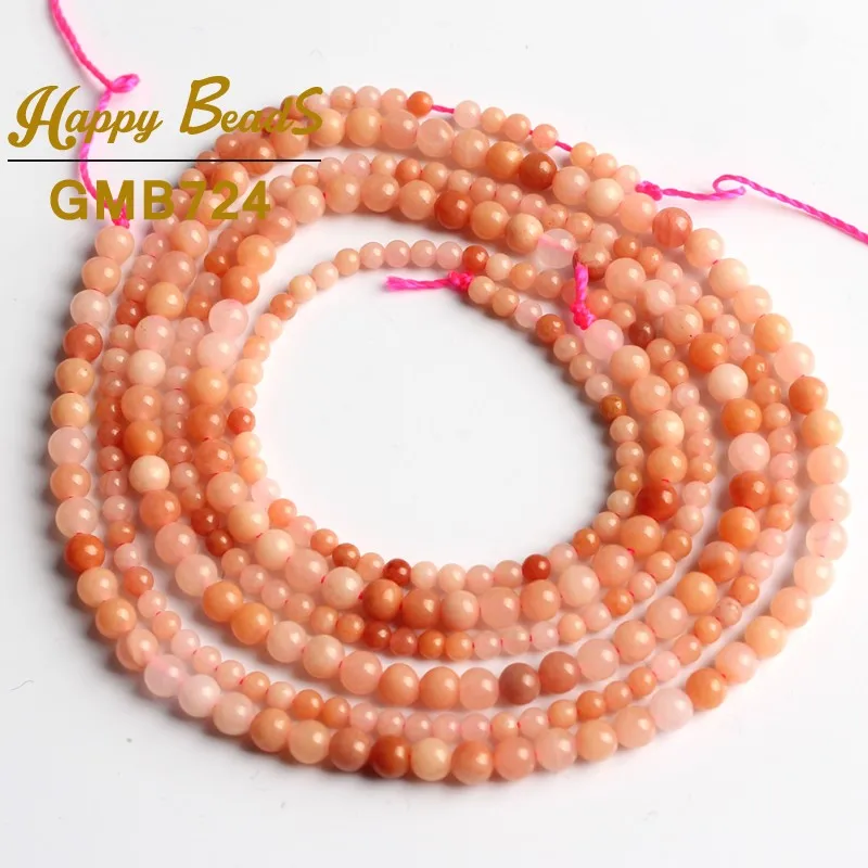 Pink aventurine Натуральный камень кварц Амазонит Кристалл Агаты яшмы вокруг свободные бусины 2 мм 3 мм для самостоятельного изготовления ювелирных изделий браслет аксессуары 15'' - Цвет: Pink aventurine