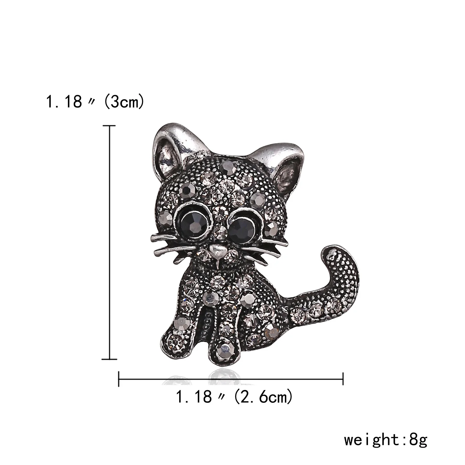 

Rinhoo Vintage Black Crystal Cute Cat Brooch Pins 28*31*3mm Women Brooch 2021 Fashion pin up Brooch Accessories