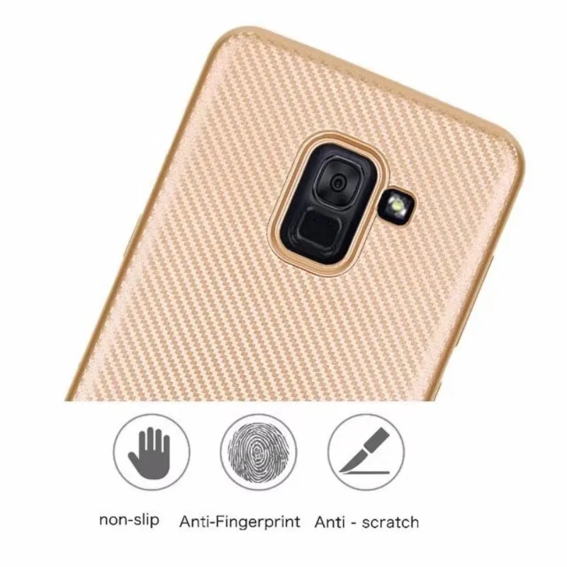 Чехол для samsung Galaxy A8 2018 плюс чехол противоударный мягкий из углеродного волокна