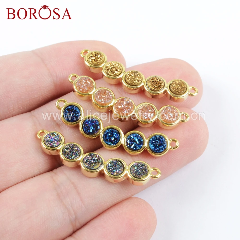 BOROSA 5 шт. смешанных цветов Пять круглых друзных бусин Золотые разъемы ободок