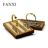 fanxi cream whitedark gray soild wood jewelry display rack for ring earrings bangle holder jewellery display stand display tray