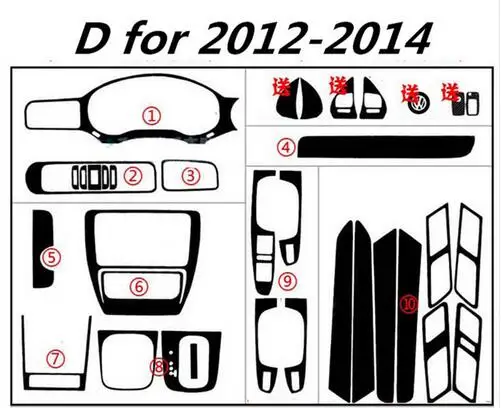 D 2012-2014 Полный набор автомобильных наклеек из углеродного волокна для 2006-2011 2012-- VW Volkswagen Jetta MK6 - Название цвета: D 2012-2014