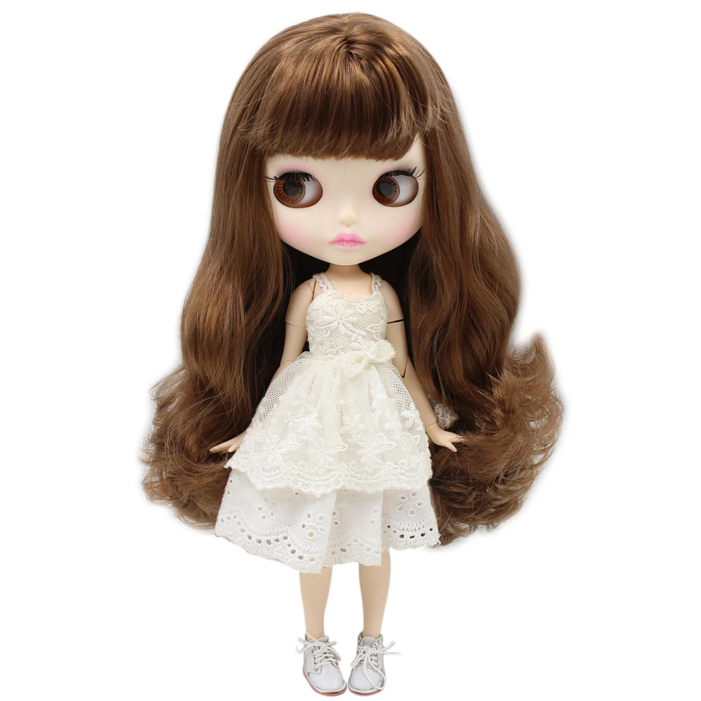 ICY Nude Blyth кукла для серии No. BL9158 коричневый волос резные губы матовое лицо шарнир