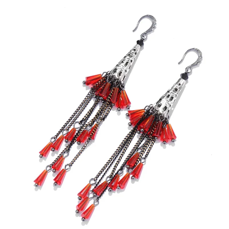 Женские богемные серьги-подвески длинные висячие серьги с кисточками и