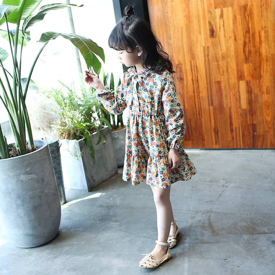 Dresses For Girls Floral Pattern Dress Full Length Children Party Spring Autumn Kids Clothes 8 10 12 14 Year | Детская одежда и