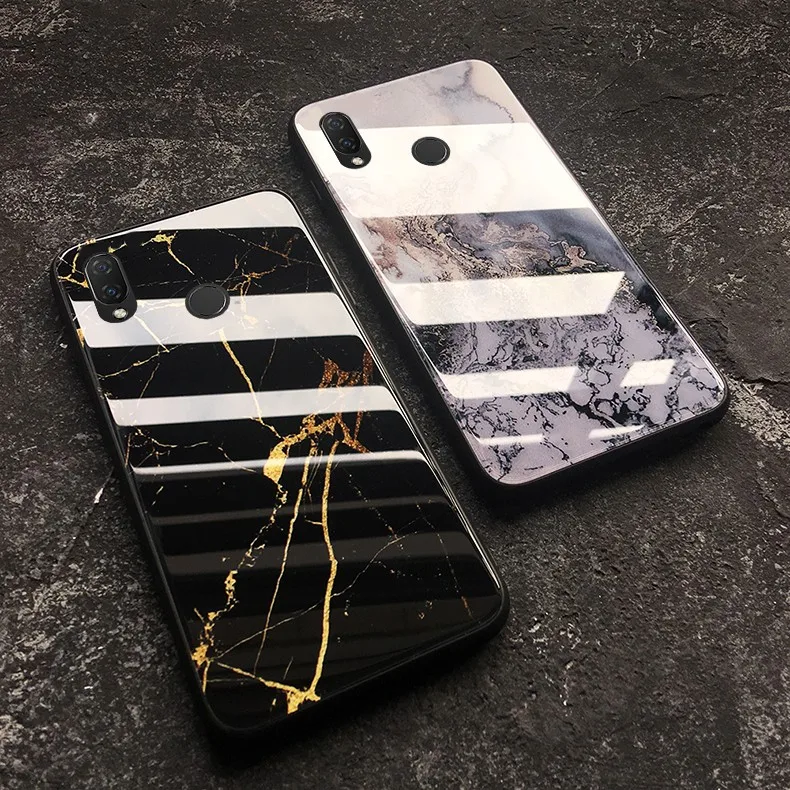 Marble Tempered Glass Case for Huawei Nova 2 Plus 2S 2i 3 3i 3E 4 E P20 Lite P20pro Y9 2018 2019 Phone Cover |