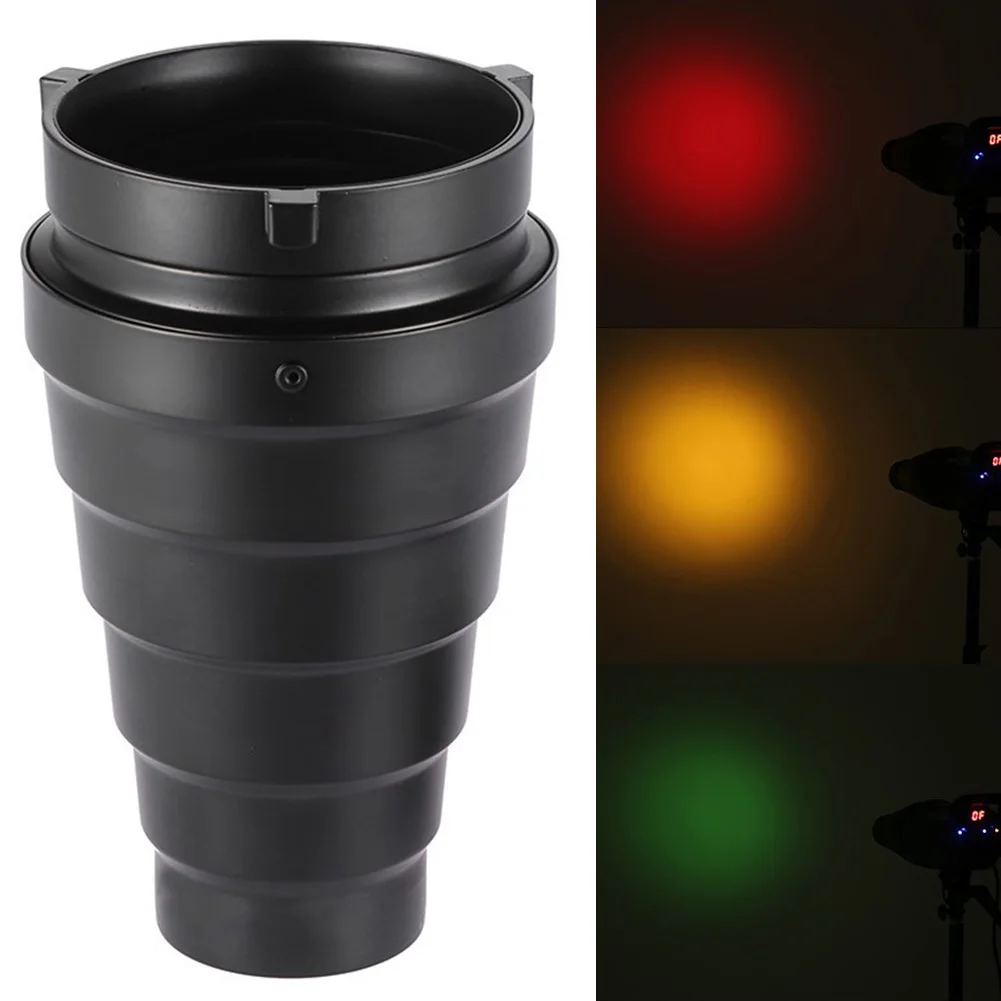 Photography Supplies Professional Flashlight Part Conical Snoot With Color Filter Honeycomb Easy To Use Aluminum Alloy Strobe |