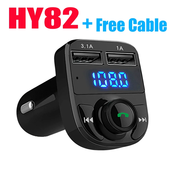 E0588-HY82-Cable Bluetooth автомобильный комплект MP3 плеер беспроводной fm-передатчик Aux модулятор с USB зарядным устройством поддержка TF USB воспроизведение музыки - Название цвета: E0588-HY82-Cable