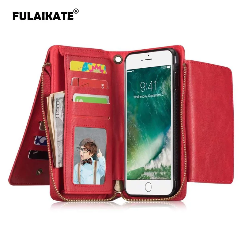 

Многофункциональный чехол-кошелек FULAIKATE для iPhone 7, мягкий чехол-книжка из ТПУ для iPhone 7, карманные Защитные чехлы для телефонов