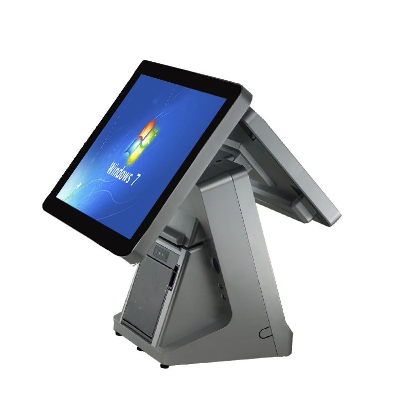 Композитный сенсорный двойной экран 15 дюймов емкостный + 12 lcd pos терминал с 80 мм