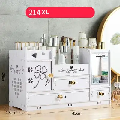 214XL White Косметический ящик для хранения, Настольный ящик, бытовой простой с зеркалом, туалетный столик, отделочная коробка, стойка для продуктов по уходу за кожей - Цвет: 214XL White