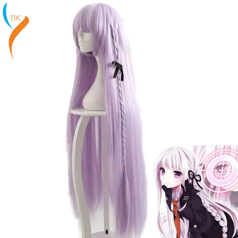 Парик Kirigiri Kyouko для косплея аниме Game Danganronpa: Trigger Happy Havoc фиолетовый длиной 100 см
