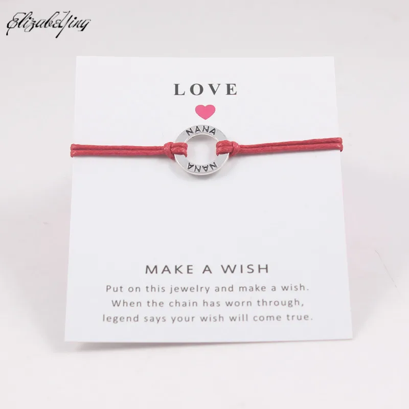 12 цветов воск шнур любовь бабушка браслеты желаний с карточкой регулируемые