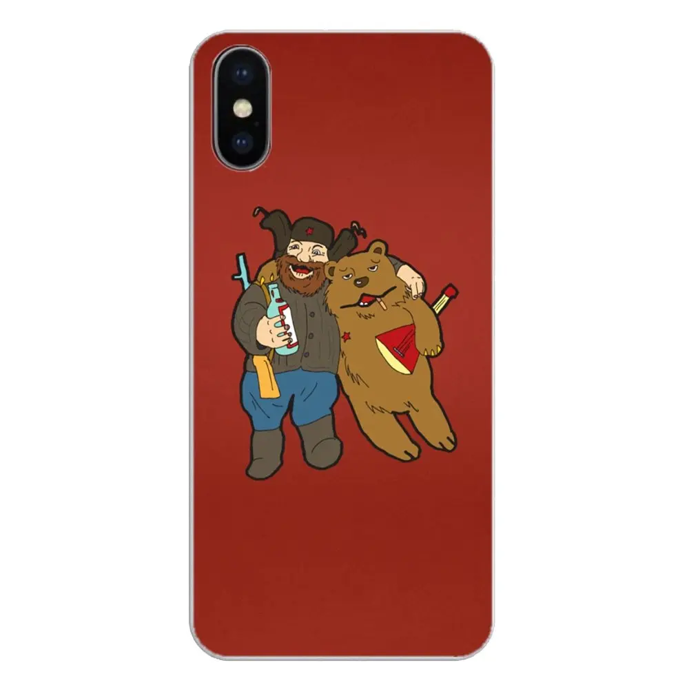 For Huawei Honor 8 8C 8X 9 10 7A 7C Mate 20 Lite Pro P Smart Plus Moscow Russian Brown Bear Art printed TPU Transparent Cases |