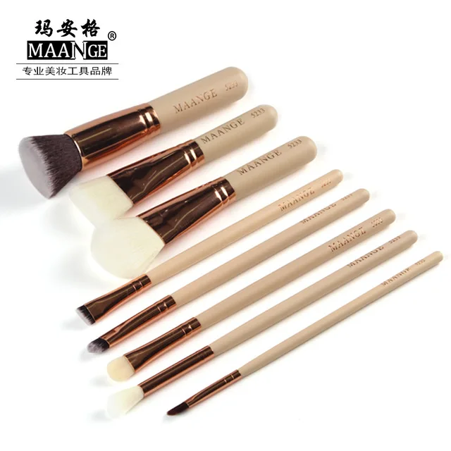 MAANGE 8/15 шт профессиональный макияж кисти набор пудра Eye shadow Blush смешивания губ Make Up Красота косметический набор инструментов - Handle Color: Золотой