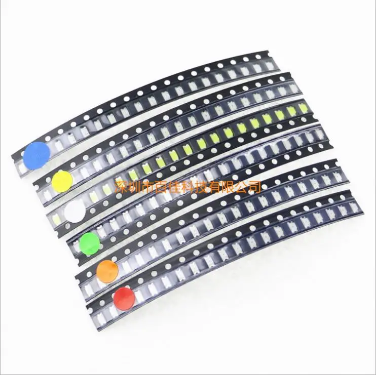 

6 kinds of 1206 SMD LED common components package (red, blue, green, yellow, white and orange), each 20pcs