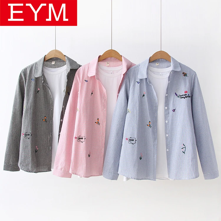 Рубашка женская повседневная хлопковая с длинным рукавом и надписью|Рубашки| |