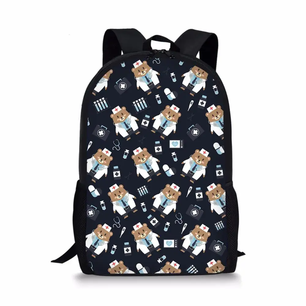 Комплект школьных ранцев FORUDESIGNS с мультяшным медведем и докторским принтом
