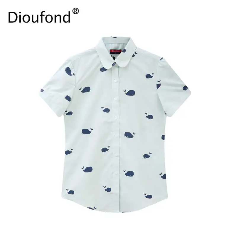 Dioufond для женщин рубашки с короткими рукавами КИТ Blusas Femininas 2018 повседневное