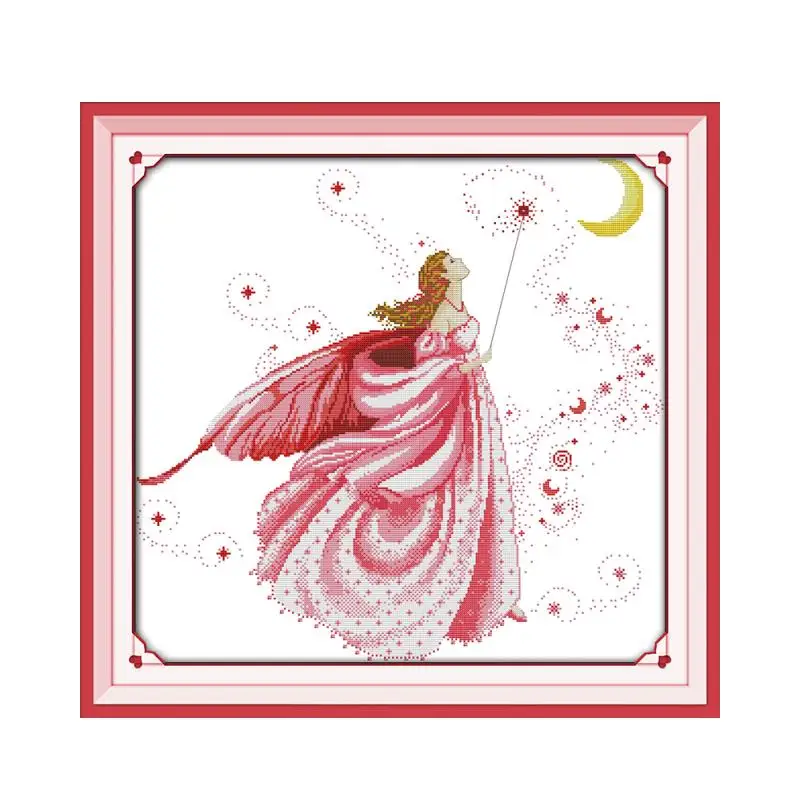 Joy Sunday 11CT 14CT Китайский Набор для вышивки крестиком луна фея красота фигура ручная