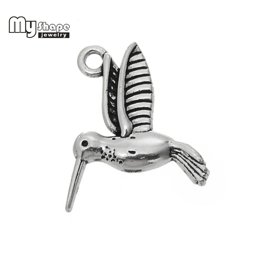 Винтажная Посеребренная Колибри my shape Шарм для браслета плавающая