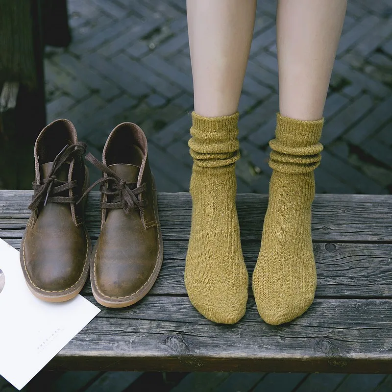 Осенние и зимние свободные японские хлопковые носки стильные длинные шерстяные