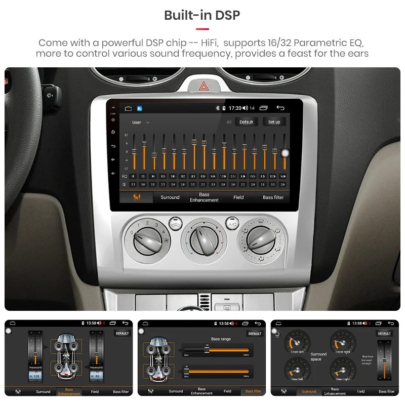 Junsun V1pro 4G+ 64G CarPlay Android 9,0 DSP для ford focus 2 Mk2 2004-2011 Автомобильный Радио Мультимедиа Видео плеер навигация gps 2din