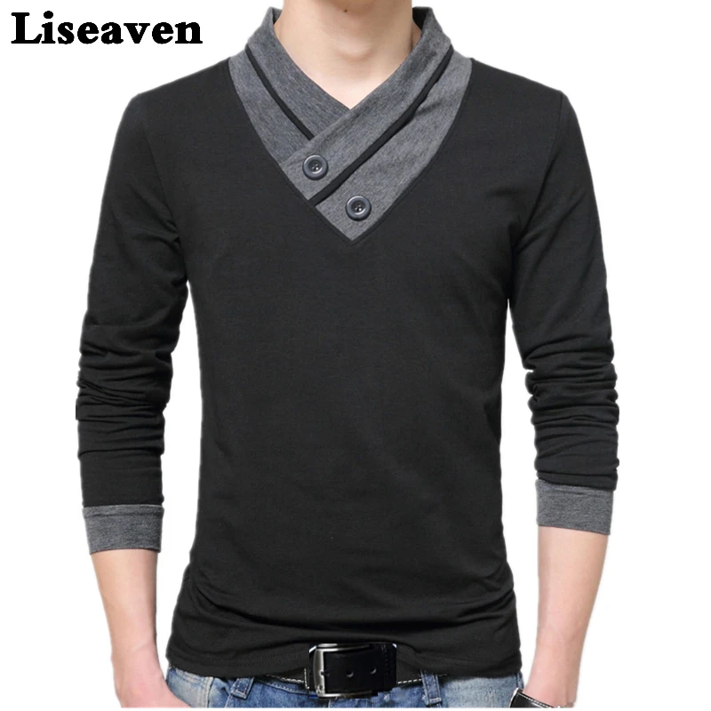 

Liseaven Men Tops & Tees Long Sleeve tshirt Brand T-Shirts for Mens T Shirt Plus Size Cotton Autumn Winter Clothing