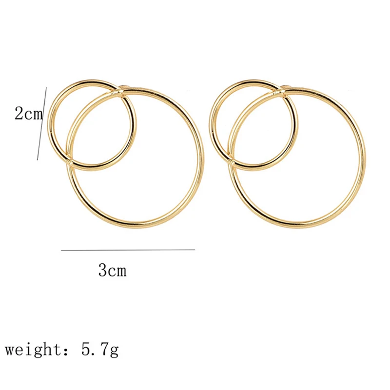 2 Pcs/Set Bohemian Simple Exquisite Geometric Openwork Double Circle Gold Silver Color Earrings Women Fashion Party Jewelry | Украшения и