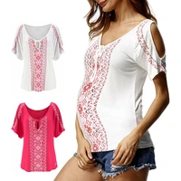 2020 summer print pregnant maternity t shirt tops tees woman clothes for pregnant short sleeve cotton v neck pregnancy tshirt