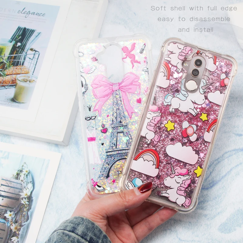 Cartoon Shell Protection For Huawei Mate 20 Pro Lite 10 Shine Liquid Quicksand Dynamic Back Clear Cover Phone Case |
