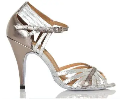Женские туфли для латиноамериканских танцев профессиональные Серебристые