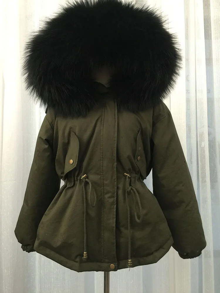 Plus size Natural Fur White Duck Down Winter Coat women's jacket with hood Thicken Warm women's down Parka chaqueta mujer YRE05