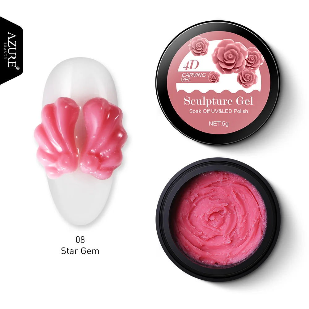 008 Azure Beauty 4D Sculpture Carved Nail Gel Professional Painting UV Gel Polish Nail Art Modelling Decor Manicure DIY Pattern - Color: 008