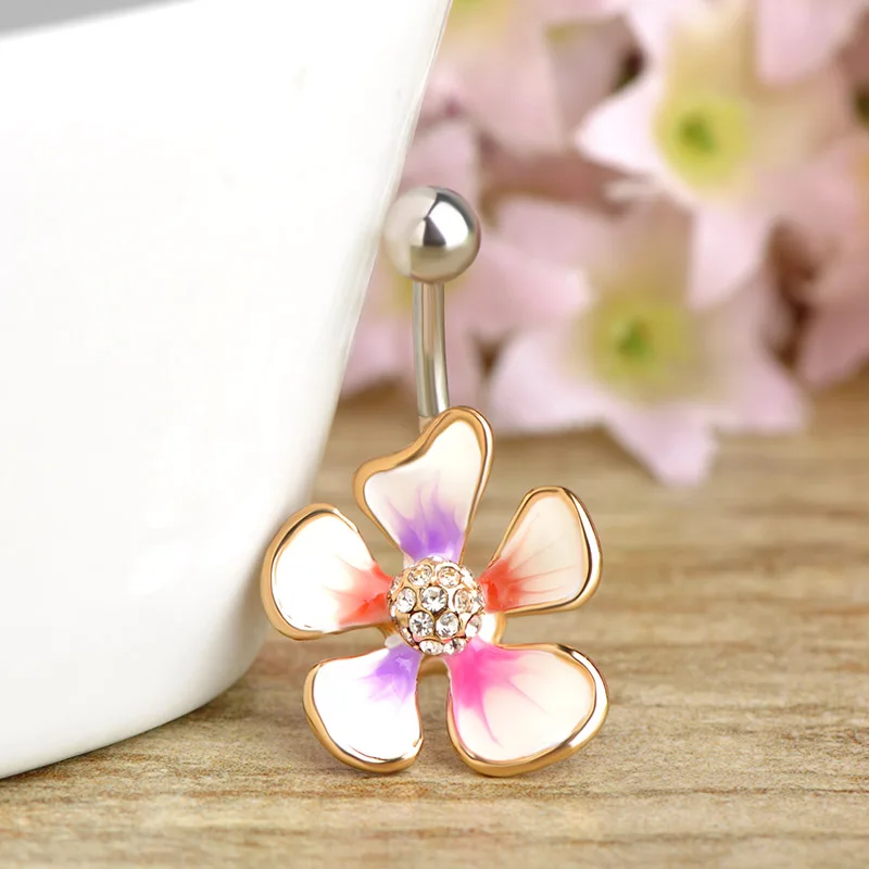Ювелирные изделия для пирсинга эмальта пуговицы с цветными цветами и
