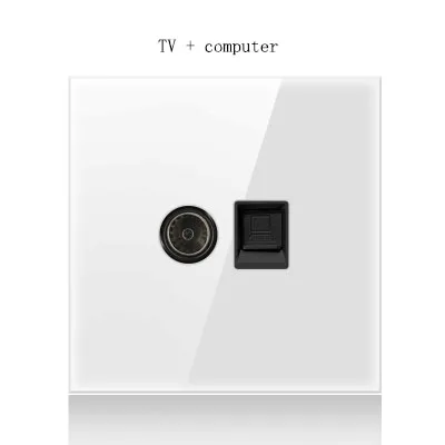 Computer TV 86 Тип 1 2 3 4 банда 2 пути белый зеркальный стеклянный светильник настенный переключатель давления с светодиодный светильник s бытовой Франция немецкий розетка промышленности - Цвет: Computer TV