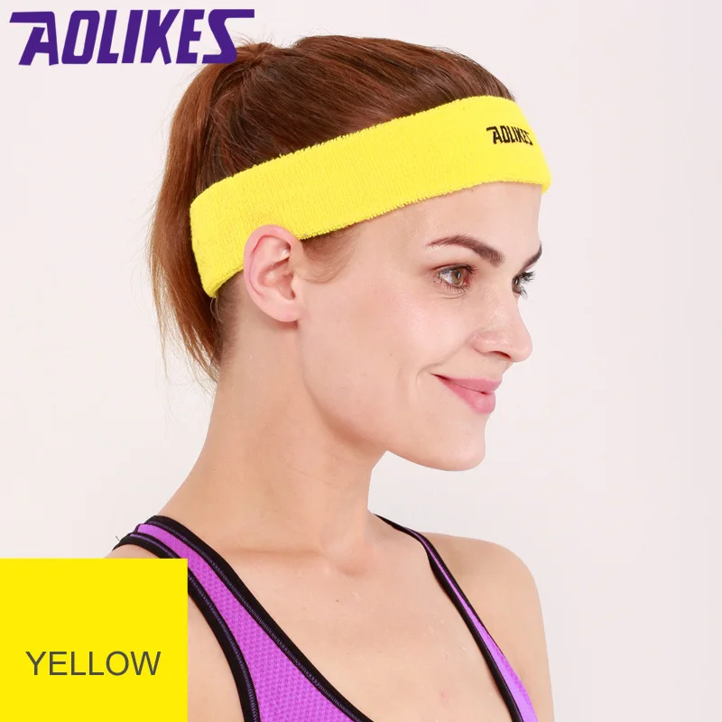 Yellow AOLIKES 1 шт. хлопковая спортивная баскетбольная повязка на голову для женщин лента для волос при занятиях йогой головная повязка для фитнеса бега повязка на голову sweetband - Цвет: Yellow