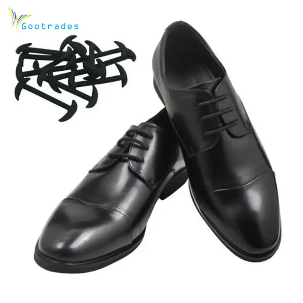 12pcs/set Men Women Leather Shoes No Tie Shoelaces Elastic Silicone Shoe Lace Suitable 3 Sizes Free Shipping
