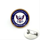 Аксессуар Подарочная идея брошь в стиле милитари военно-морское бюро ВМС США голубое небо и белая картина стеклянные купольные украшения MI018