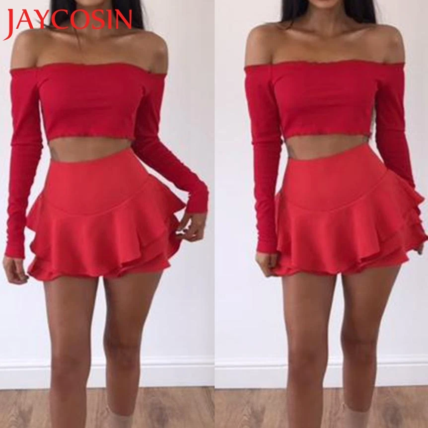 JAYCOSIN новинка 2018 женские топы с открытыми плечами оборками Bralet Boobtube джемпер