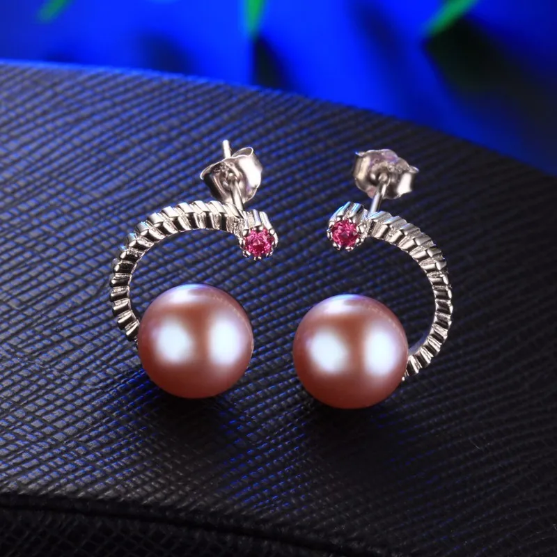 

Dainashi recommend unique 925 sterling silver fresh water pearl stud earrings with ruby fine jewelry for office women