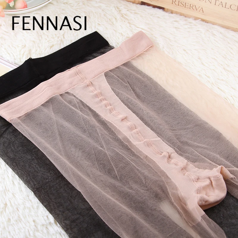 Женские эластичные колготки FENNASI черные прозрачные компрессионные с открытым