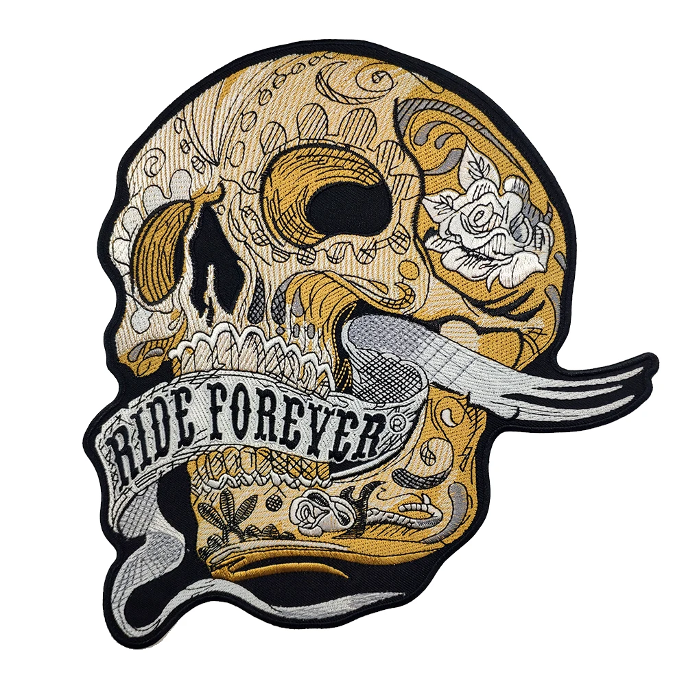 Байкерские наклейки Ride Forever с железной накладкой и принтом в виде черепа для