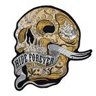Байкерские наклейки Ride Forever, с железной накладкой и принтом в виде черепа, для мотоцикла, на заказ
