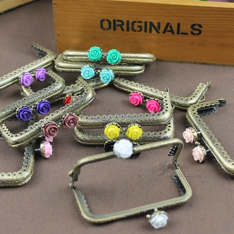 KISSDIY 20 шт оптом 8 5 см металлическая оправа для кошелька с розами Античная