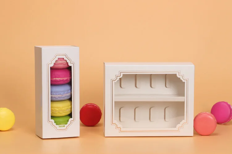 

200pcs 5 10 hole open window macarons box dessert box gifts packing Box Christmas cake box wen5717