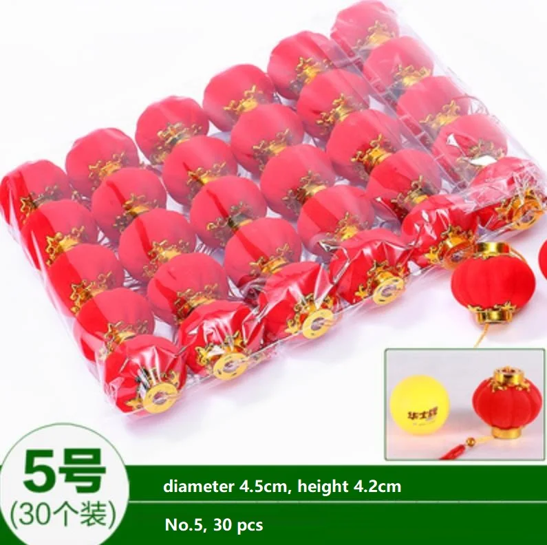 No.5 30 pcs 1 упаковка красный фонарь Флокирование Декор подвесной балкон открытый китайский новогодний Весенний фестиваль Свадебные Поставки орнамент - Цвет: No.5 30 pcs
